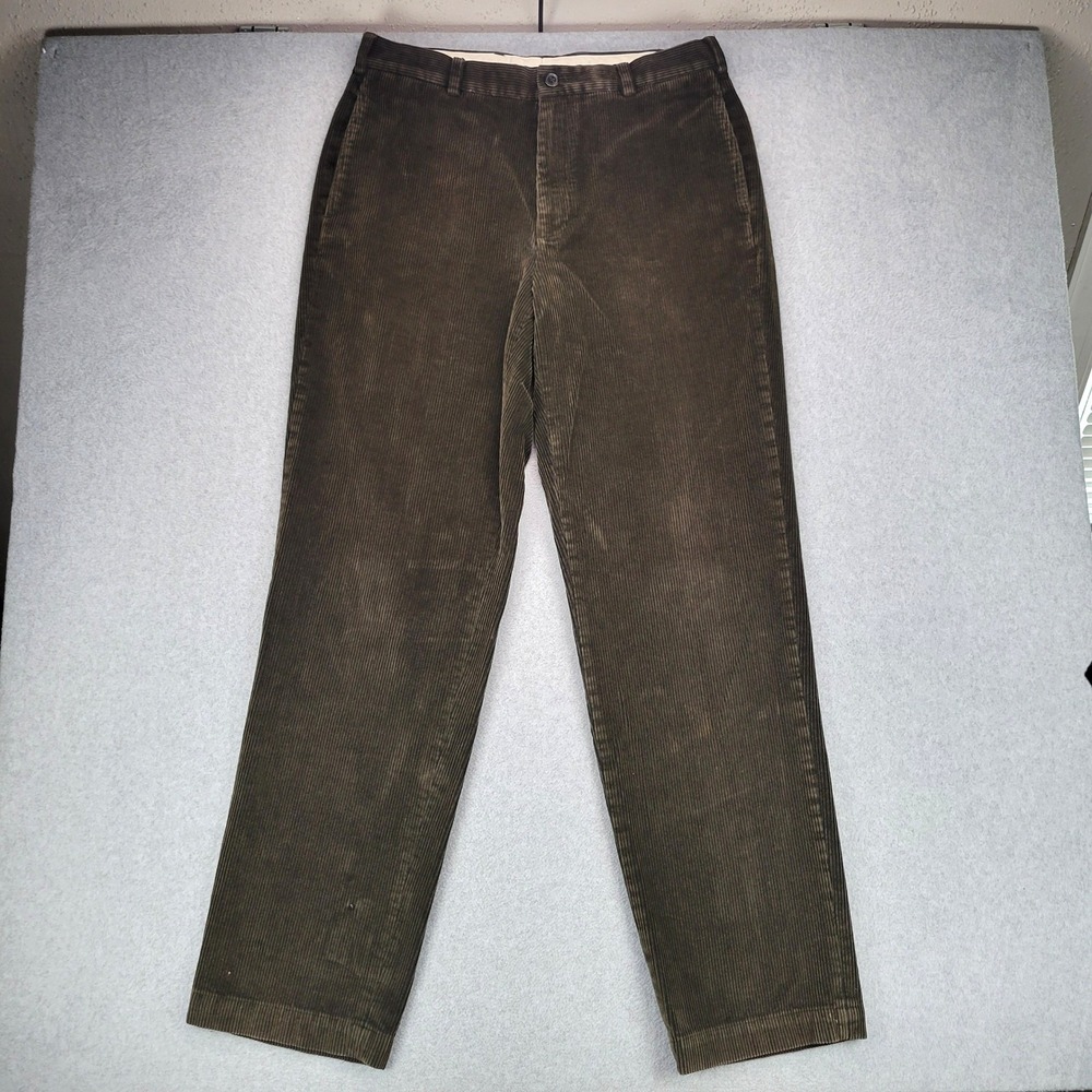 Brooks Brothers Hudson Pants Mens Fit 34x33 Brown Corduroy Distressed Straight